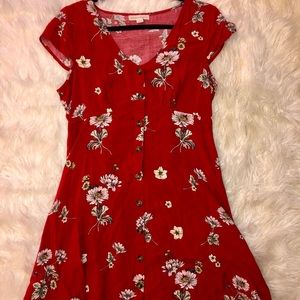 Tie Back Button Up Floral Dress